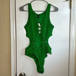 Green SHEIN high cut bodysuit